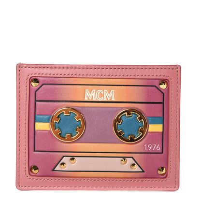 MCM Calfskin Cassette Mini Card Case Velvet Pink 1 of 7