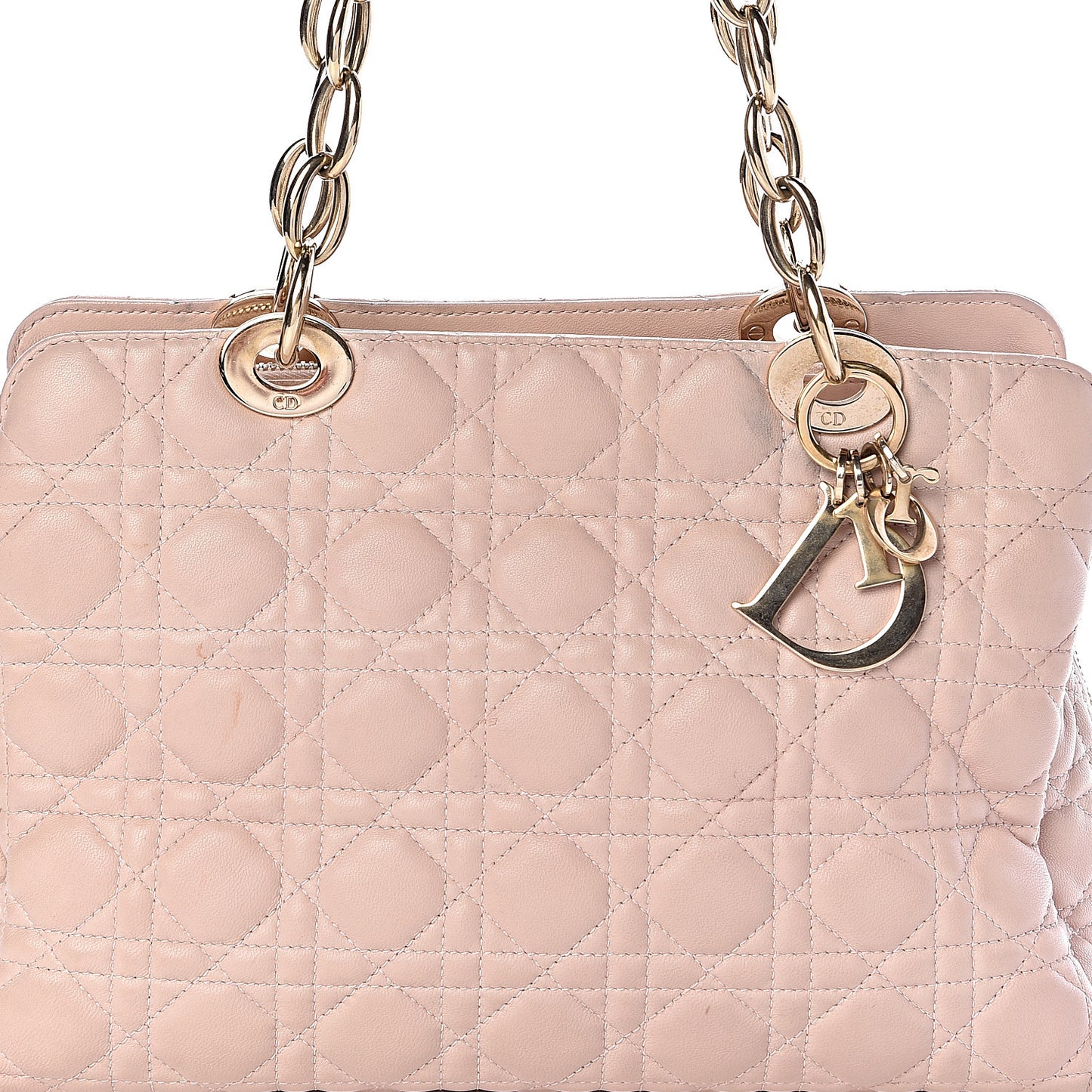 Lambskin Cannage Small Dior Soft Zipped Shopping Tote Light Pink