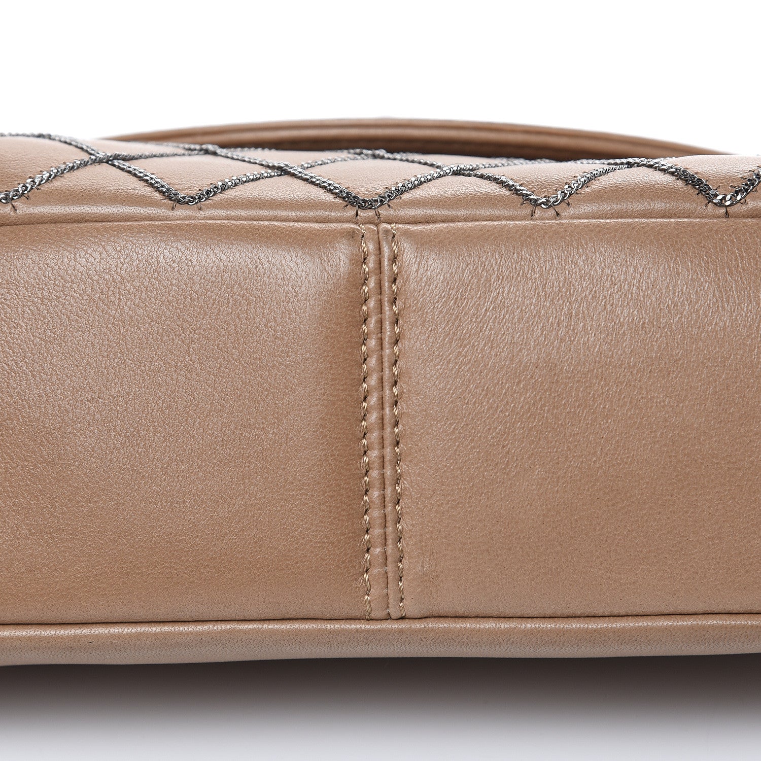 Chanel Lambskin Chain Stitch Clutch Dark Beige 10 of 18