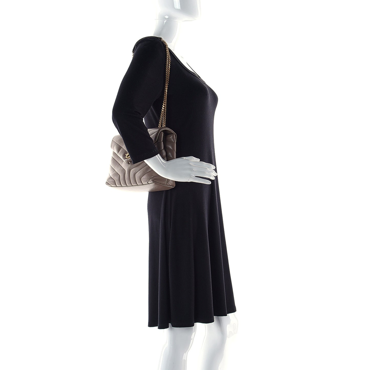 Calfskin Y Quilted Monogram Small Loulou Chain Satchel Soil Brown