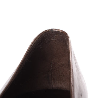 Gucci Metallic Nappa Hollywood Peep Toe Pumps 6.5 Brown 16 of 19