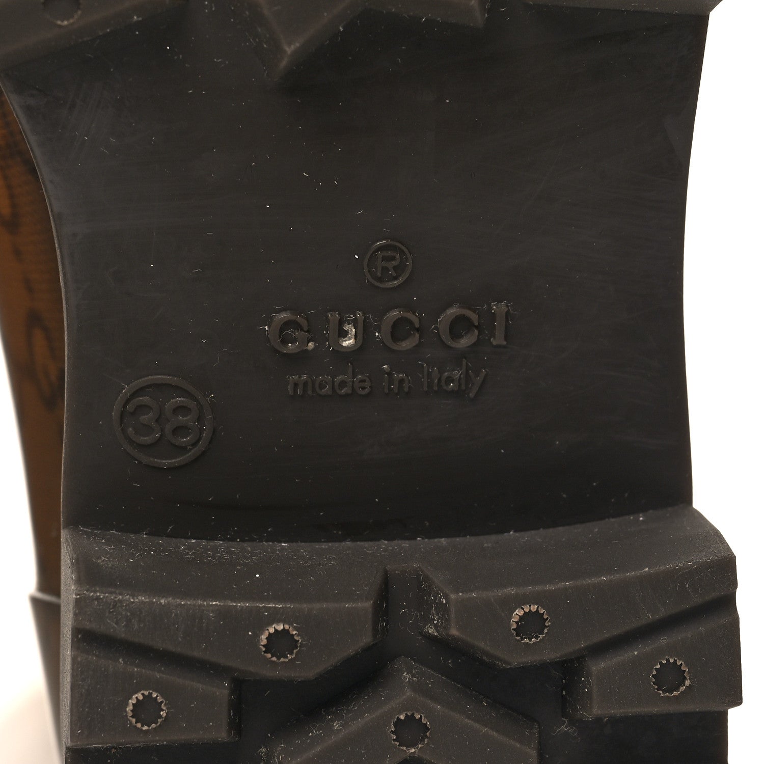 Gucci Rubber Monogram Edinburg Rain Boots 38 Transparent Cocoa 6 of 8