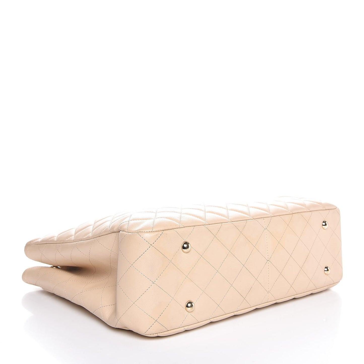 Calfskin Quilted Large CC Shopping Tote Beige