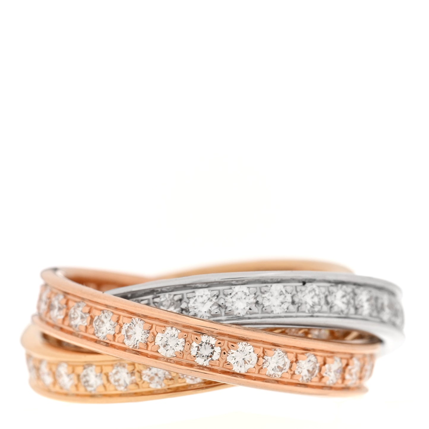 18K White Yellow Pink Gold Diamond Trinity Ring 47 4