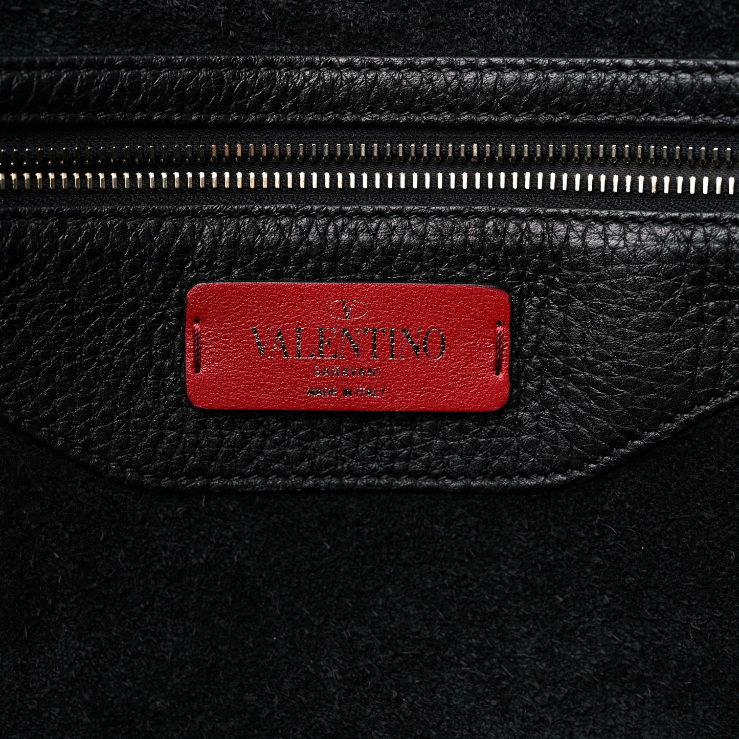 Grained Calfskin Rockstud Shoulder Tote Black