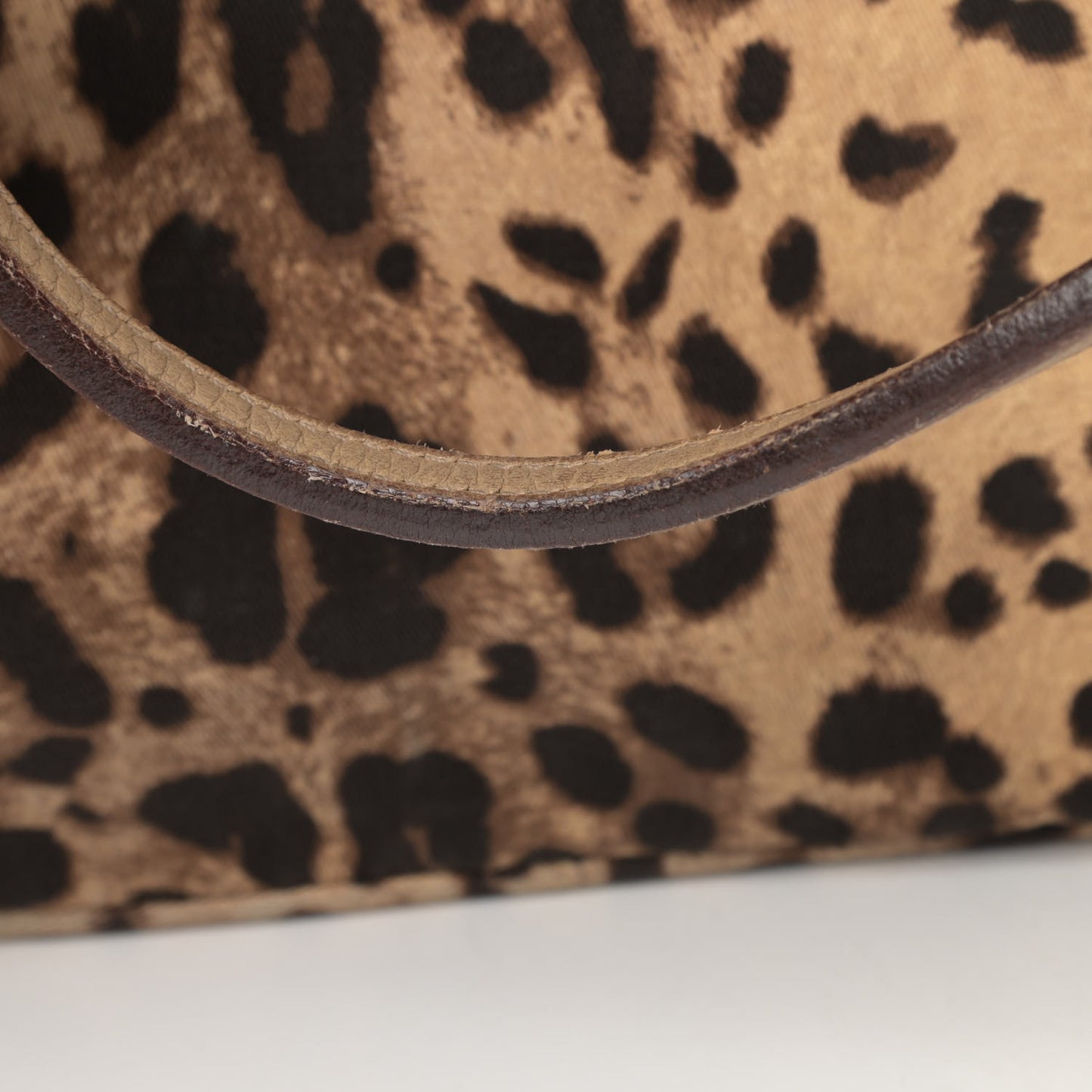 Canvas Leopard Print Calfskin Animalier Tote Beige