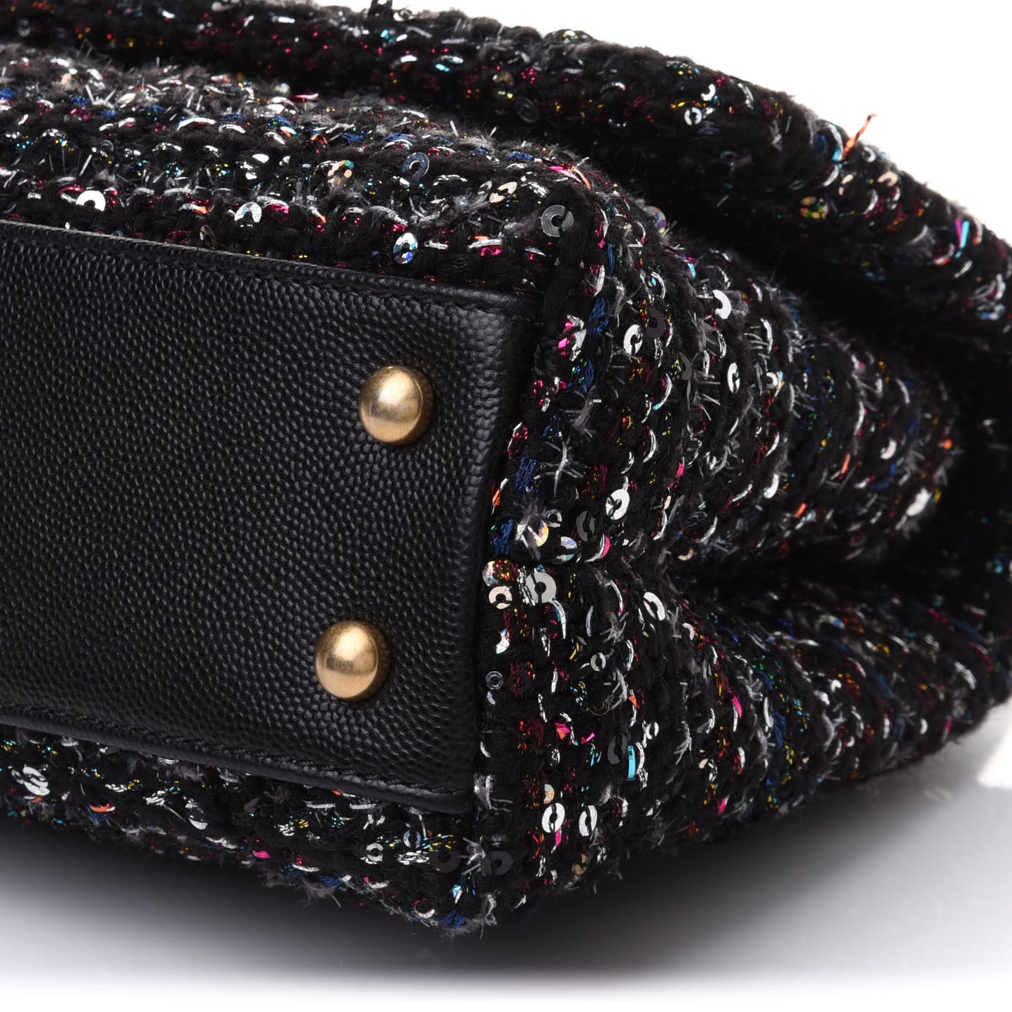 Tweed Sequin Mini Coco Handle Flap Black