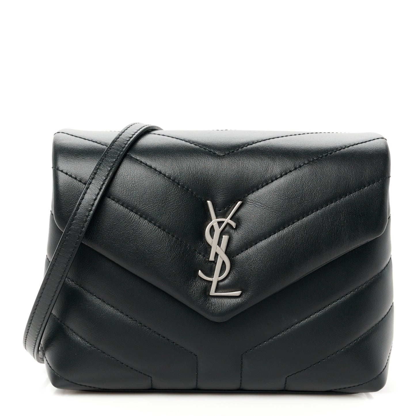 Calfskin Y Quilted Monogram Toy Loulou Crossbody Bag Black