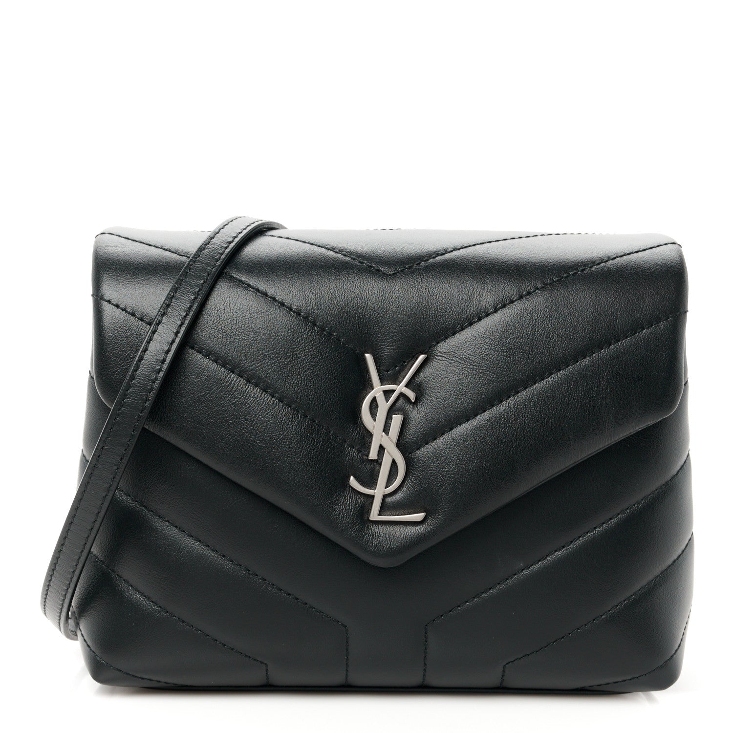 Saint Laurent Calfskin Y Quilted Monogram Toy Loulou Crossbody Bag Black 1 of 11