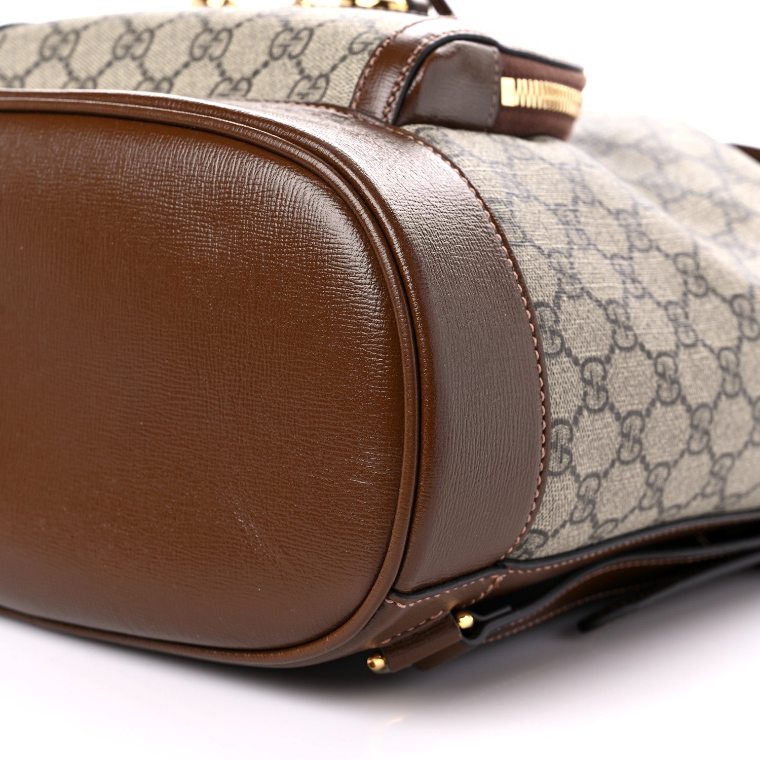 Gucci GG Supreme Monogram Calfskin Horsebit 1955 Single Buckle Backpack Beige Brown Sugar 9 of 10