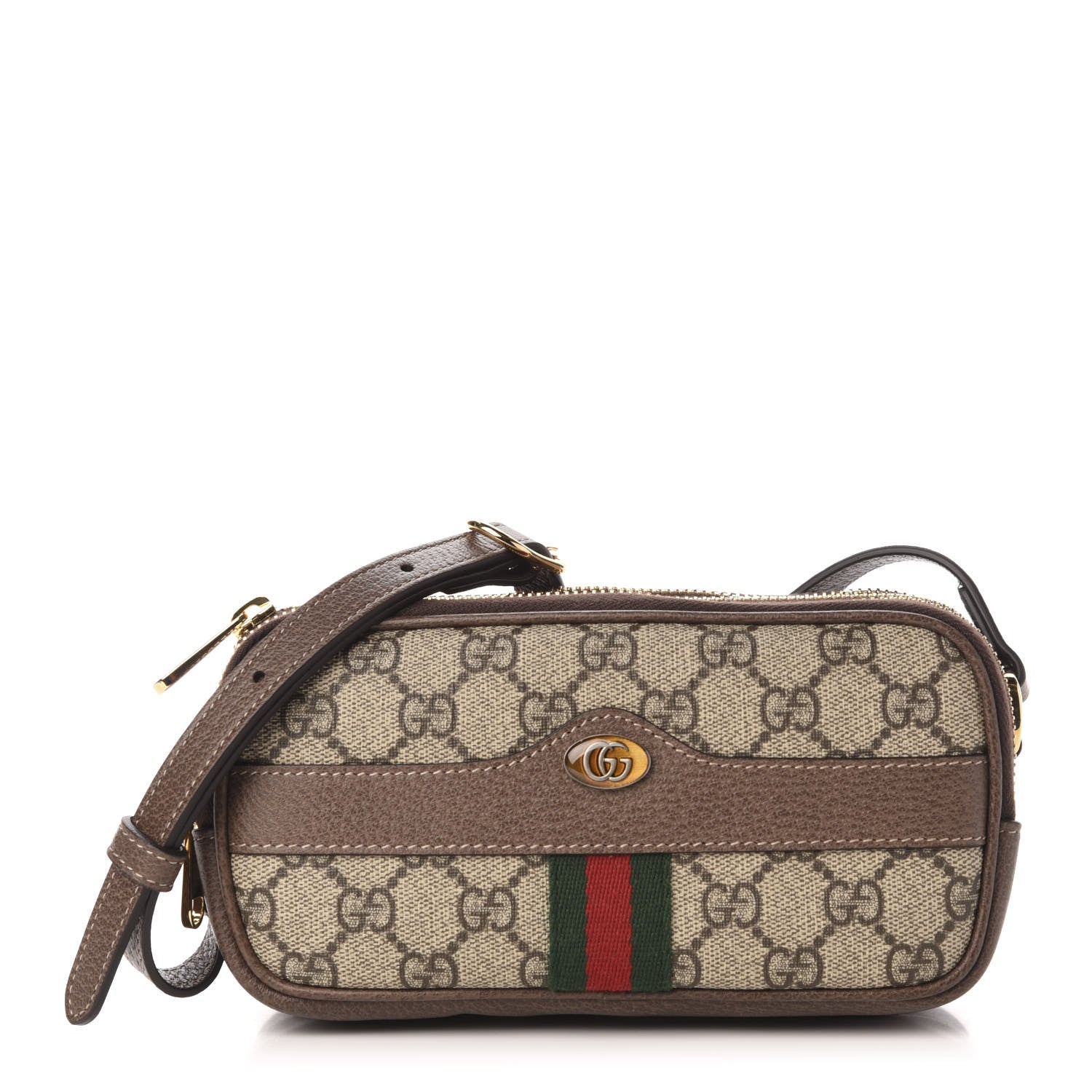 Gucci GG Supreme Monogram Web Mini Ophidia GG Bag Brown 1 of 12