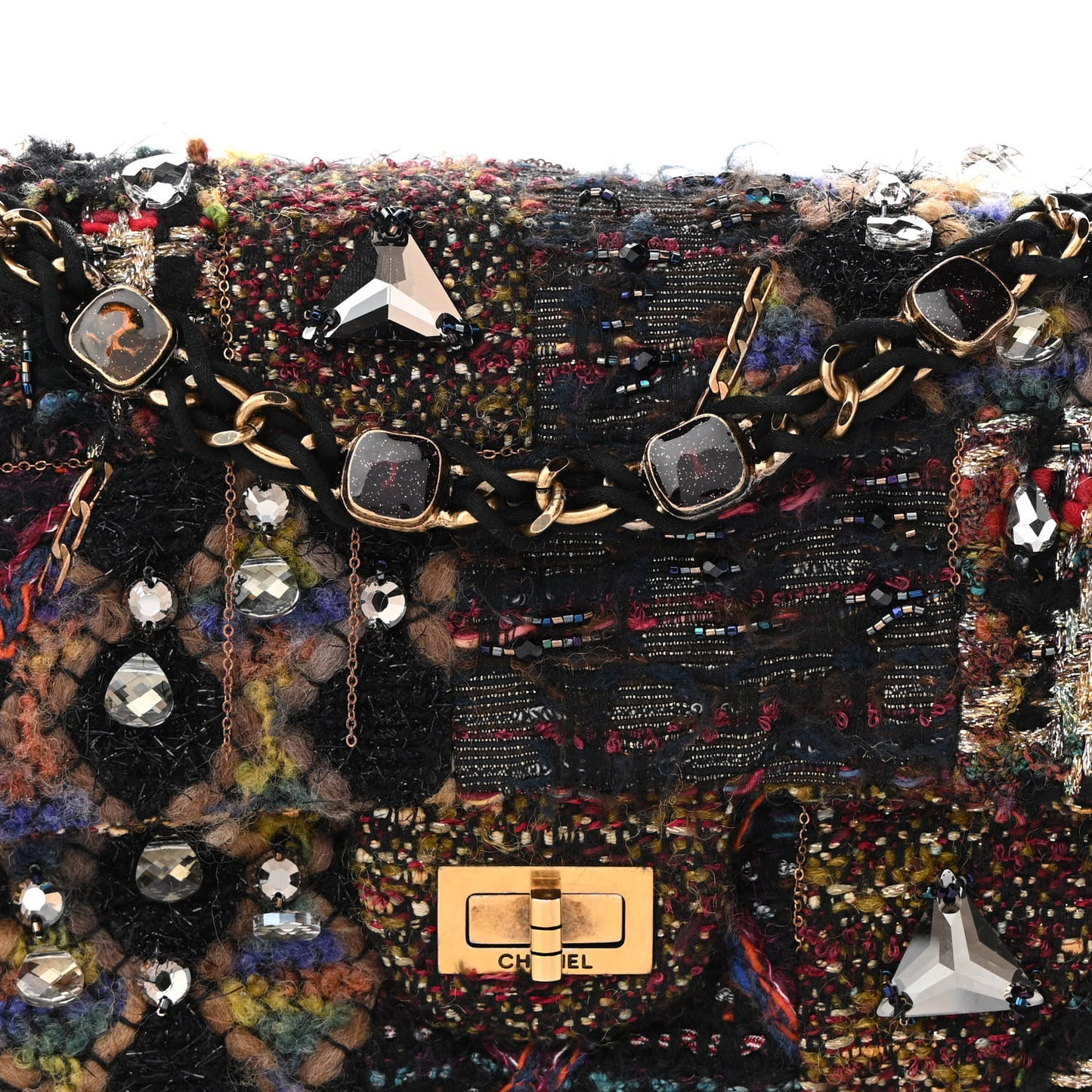 Tweed Crystal Embellished Paris Byzance Reissue 2.55 Classic 225 Flap