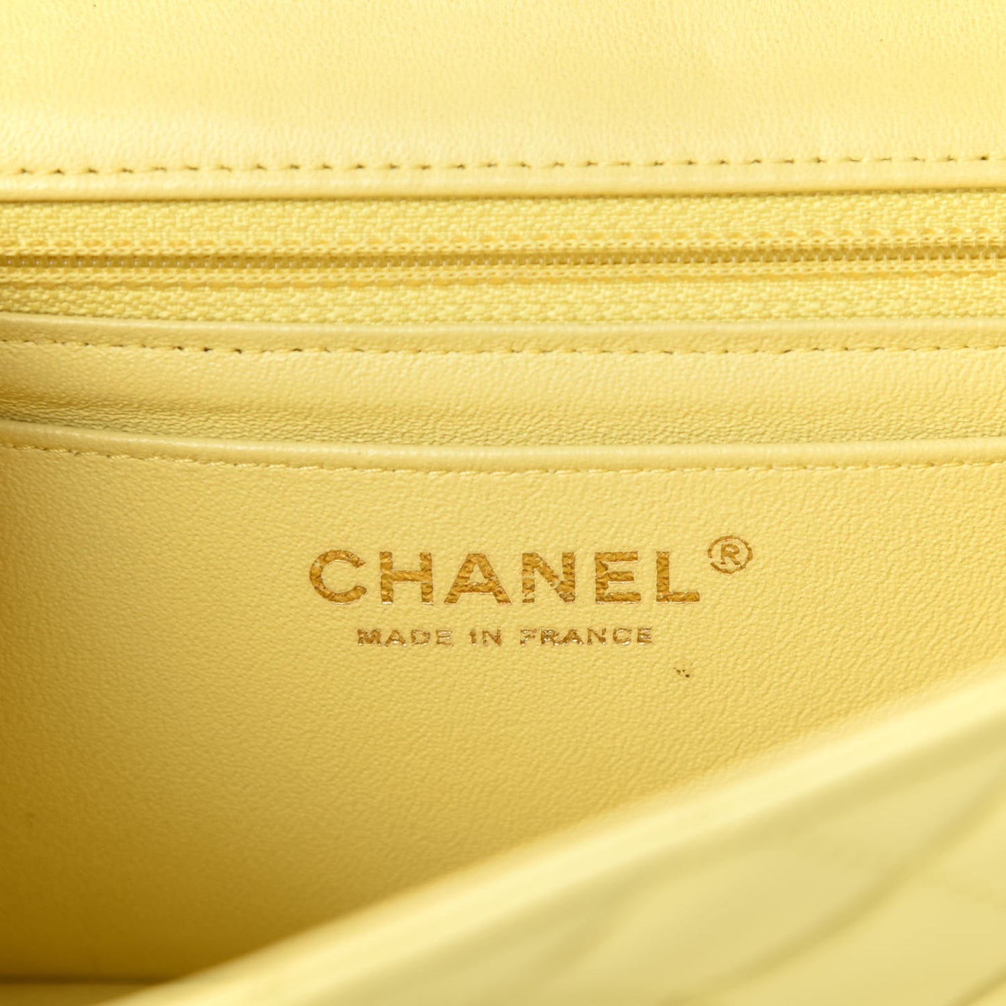 Lambskin Quilted Mini Rectangular Flap Light Yellow