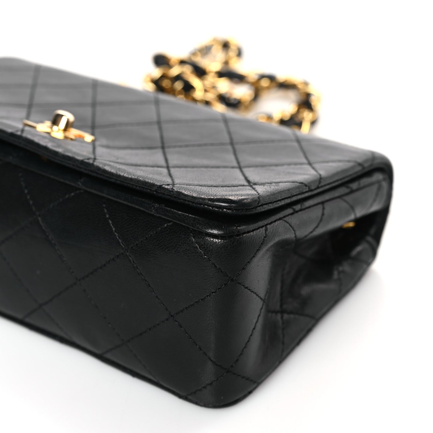 Lambskin Quilted Small Single Flap Black