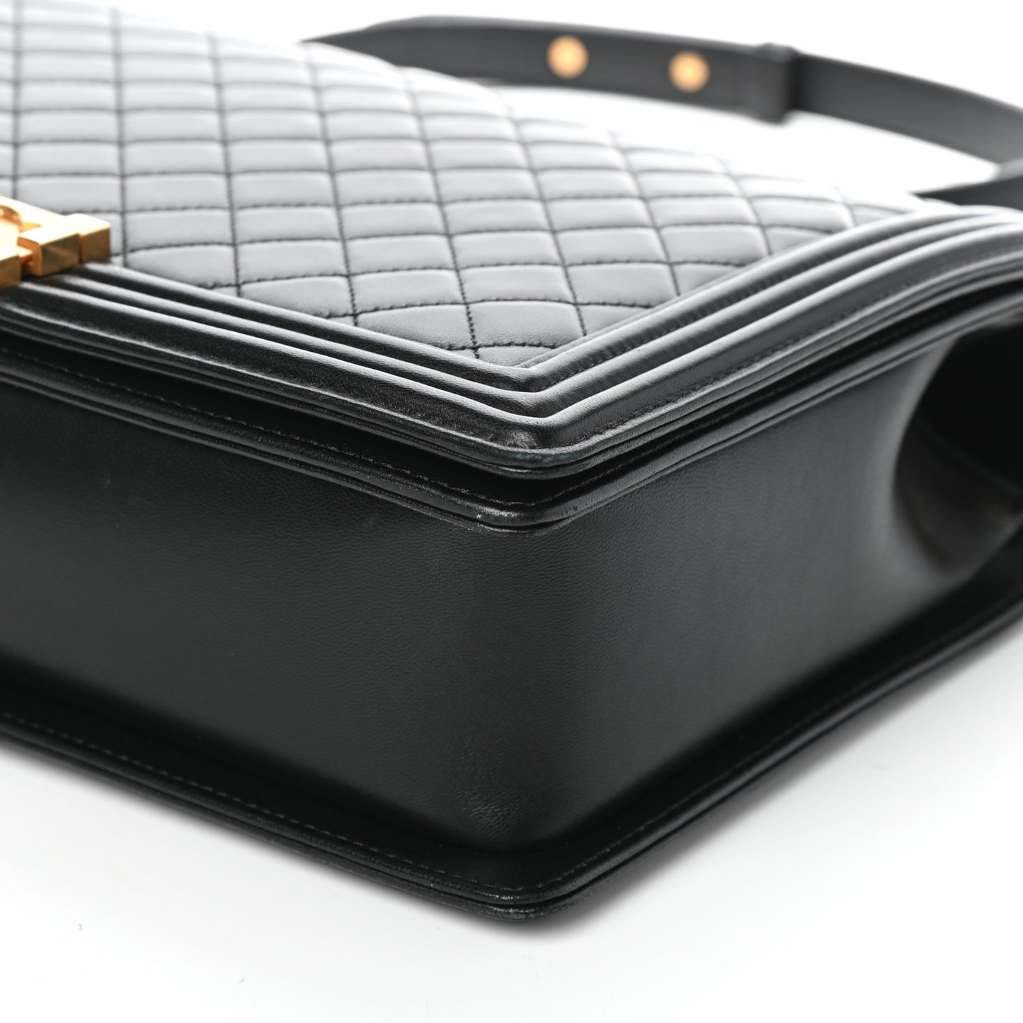 Lambskin Quilted Large Boy Flap Black