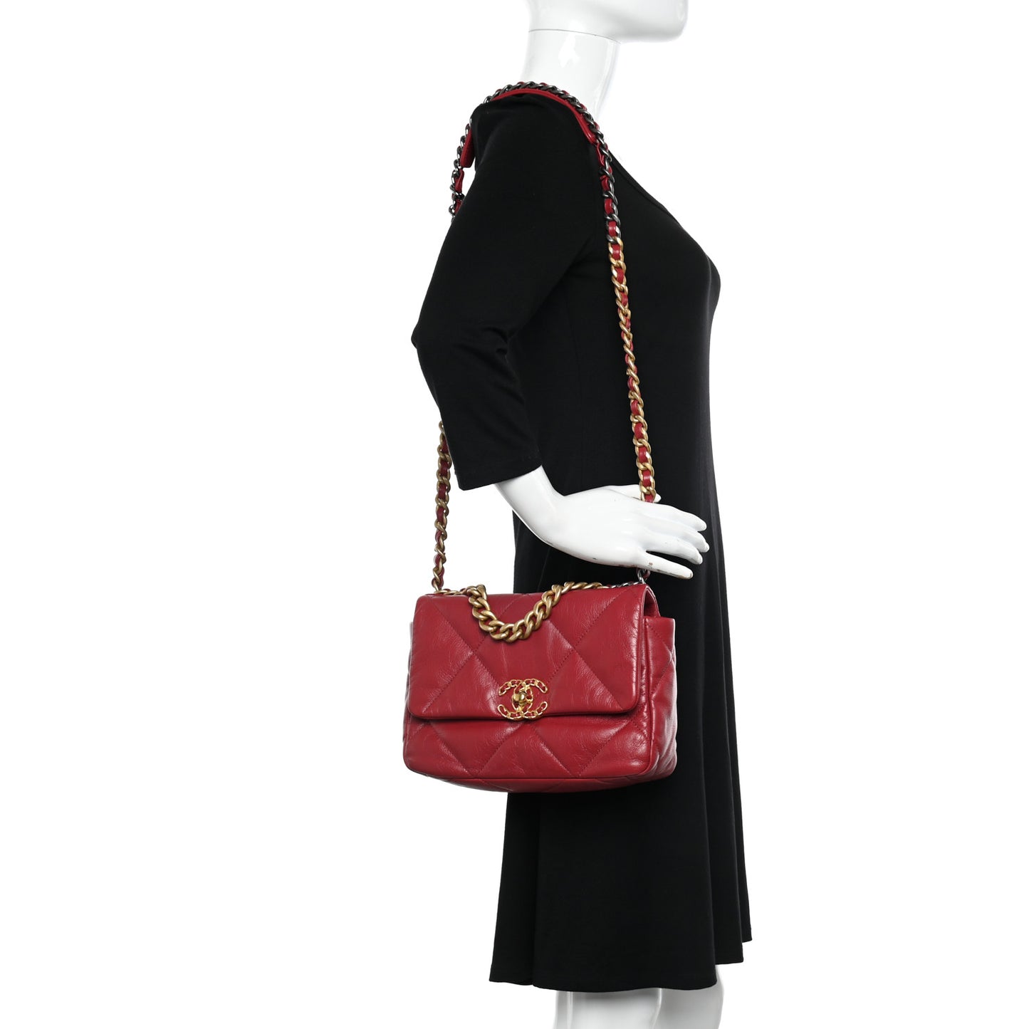 Goatskin Quilted Medium Chanel 19 Flap Red