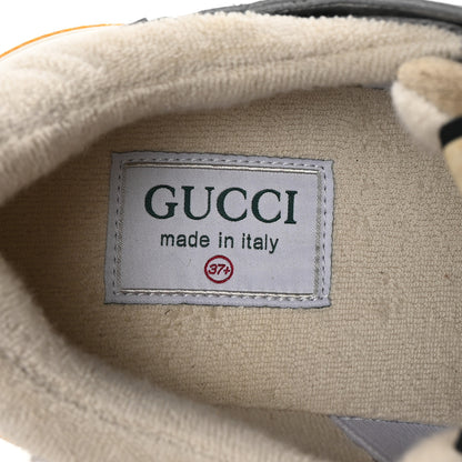 Gucci Metallic Calfskin Suede Womens Ultrapace Sneakers 37.5 Silver Oatmeal 8 of 9