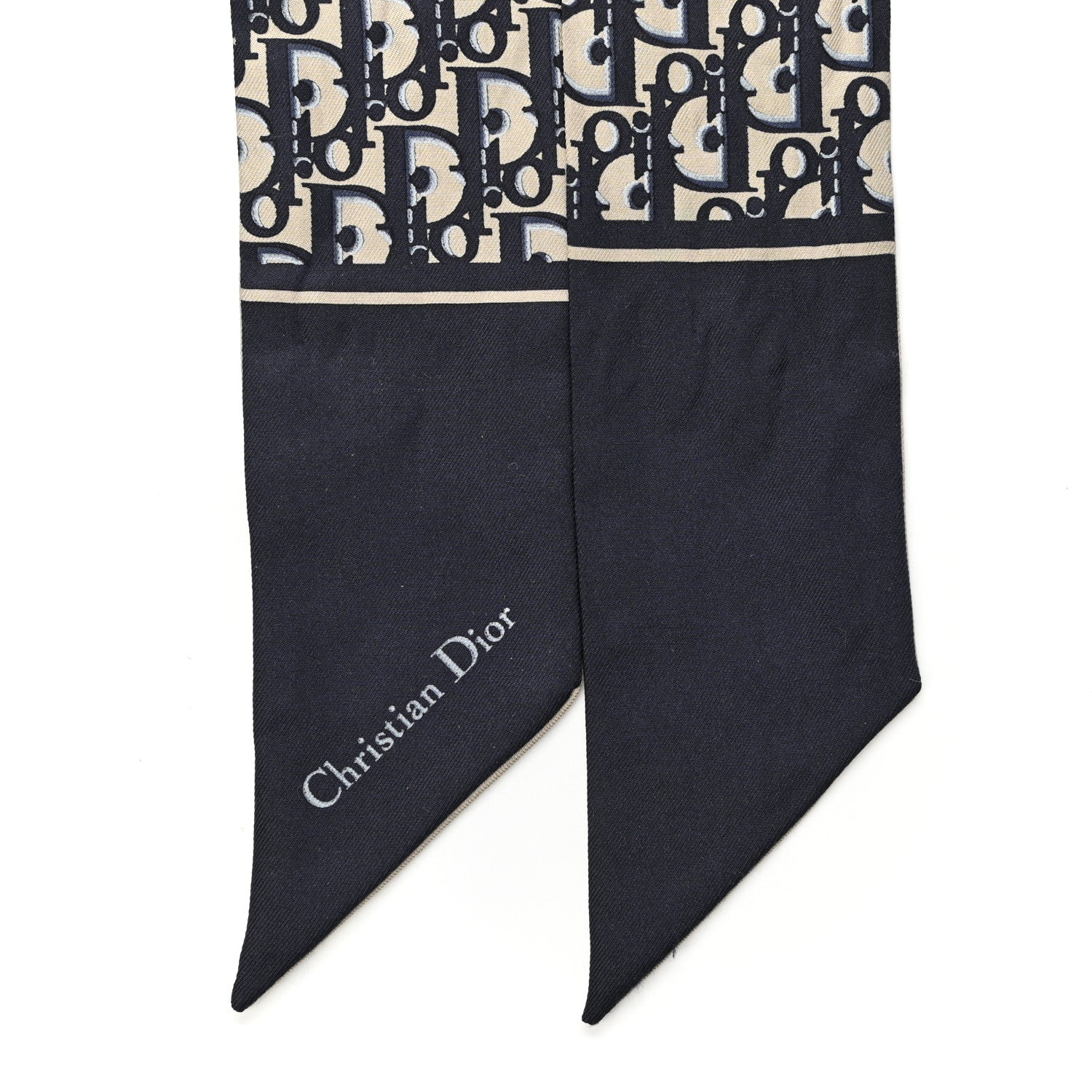 Christian Dior Silk Oblique Mitzah Scarf Blue 2 of 4