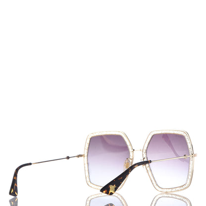 Gucci Glitter Acetate Oversize Square Frame Sunglasses GG0106S Gold 4 of 7