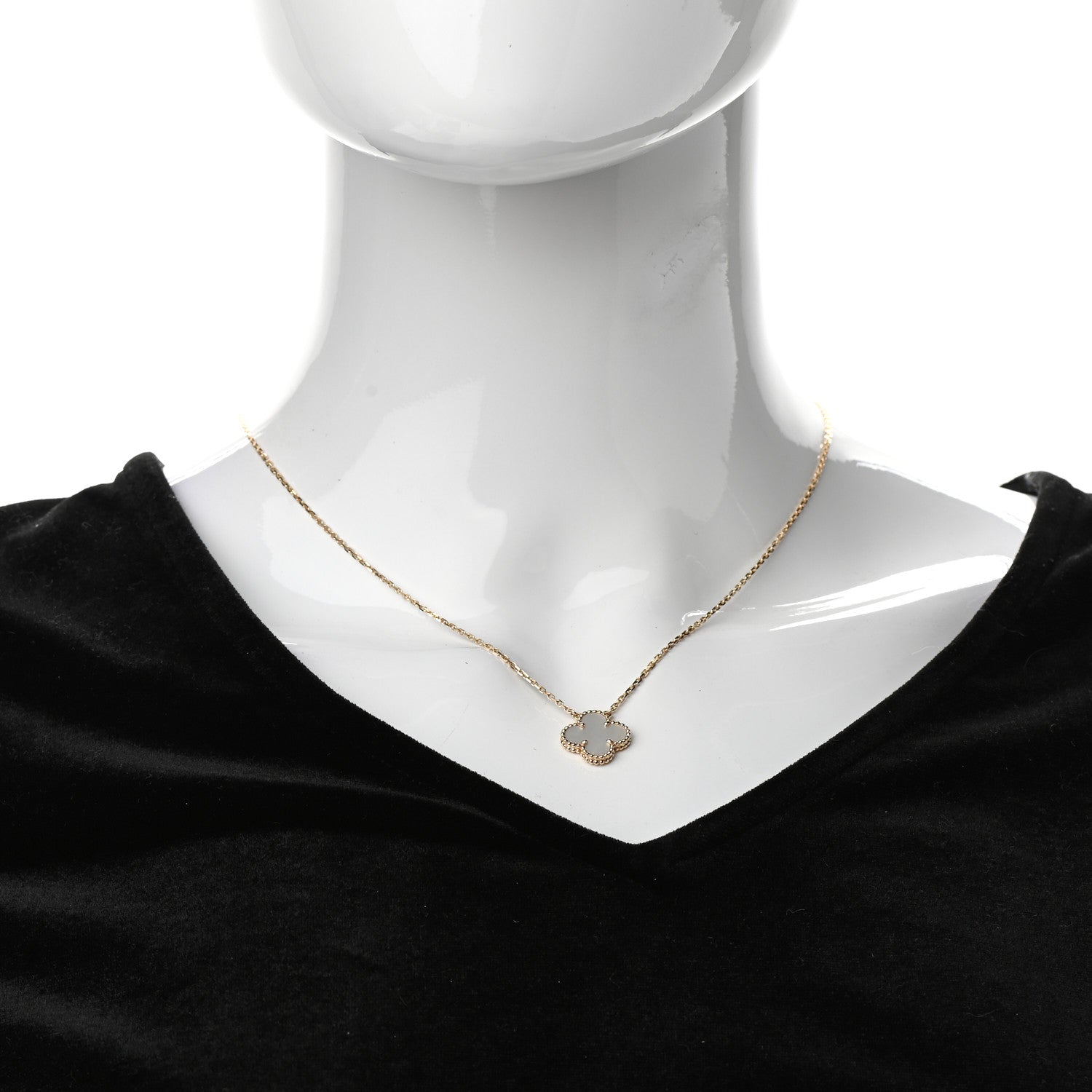 Van Cleef & Arpels 18K Yellow Gold Mother of Pearl Vintage Alhambra Pendant Necklace 2 of 7