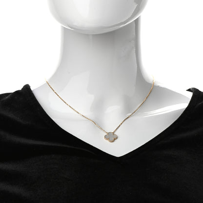 Van Cleef & Arpels 18K Yellow Gold Mother of Pearl Vintage Alhambra Pendant Necklace 2 of 7