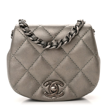 Chanel Metallic Calfskin Quilted Mini Coco Mail Clutch Ruthenium 1 of 10
