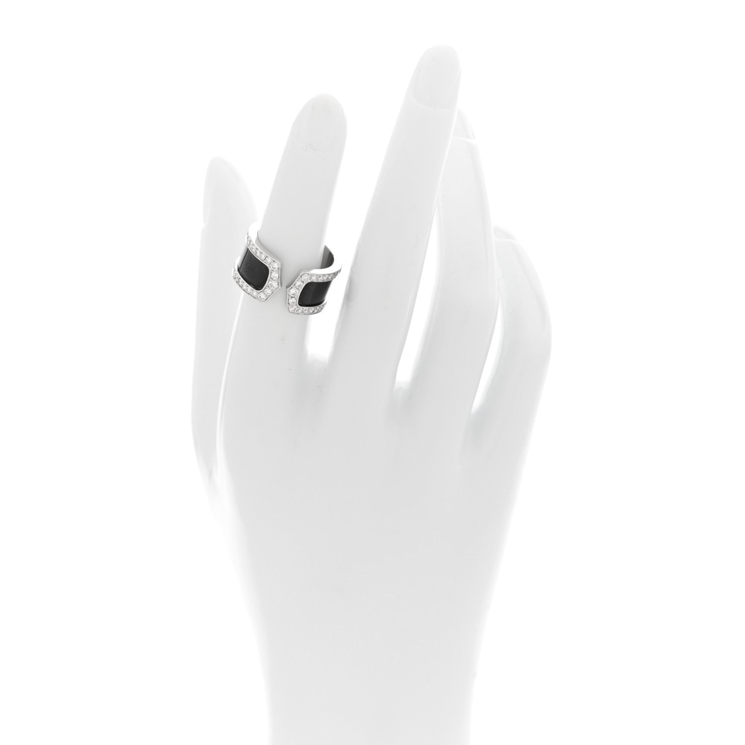 Cartier 18K White Gold Enamel Diamond 10mm Logo De Cartier Ring 51 5.75 Black 2 of 6