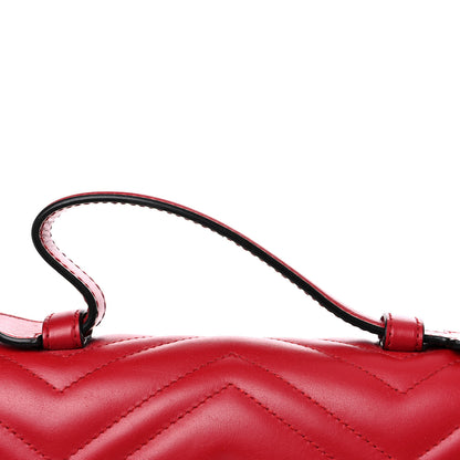 Gucci Calfskin Matelasse Small GG Marmont Top Handle Shoulder Bag Hibiscus Red 12 of 14