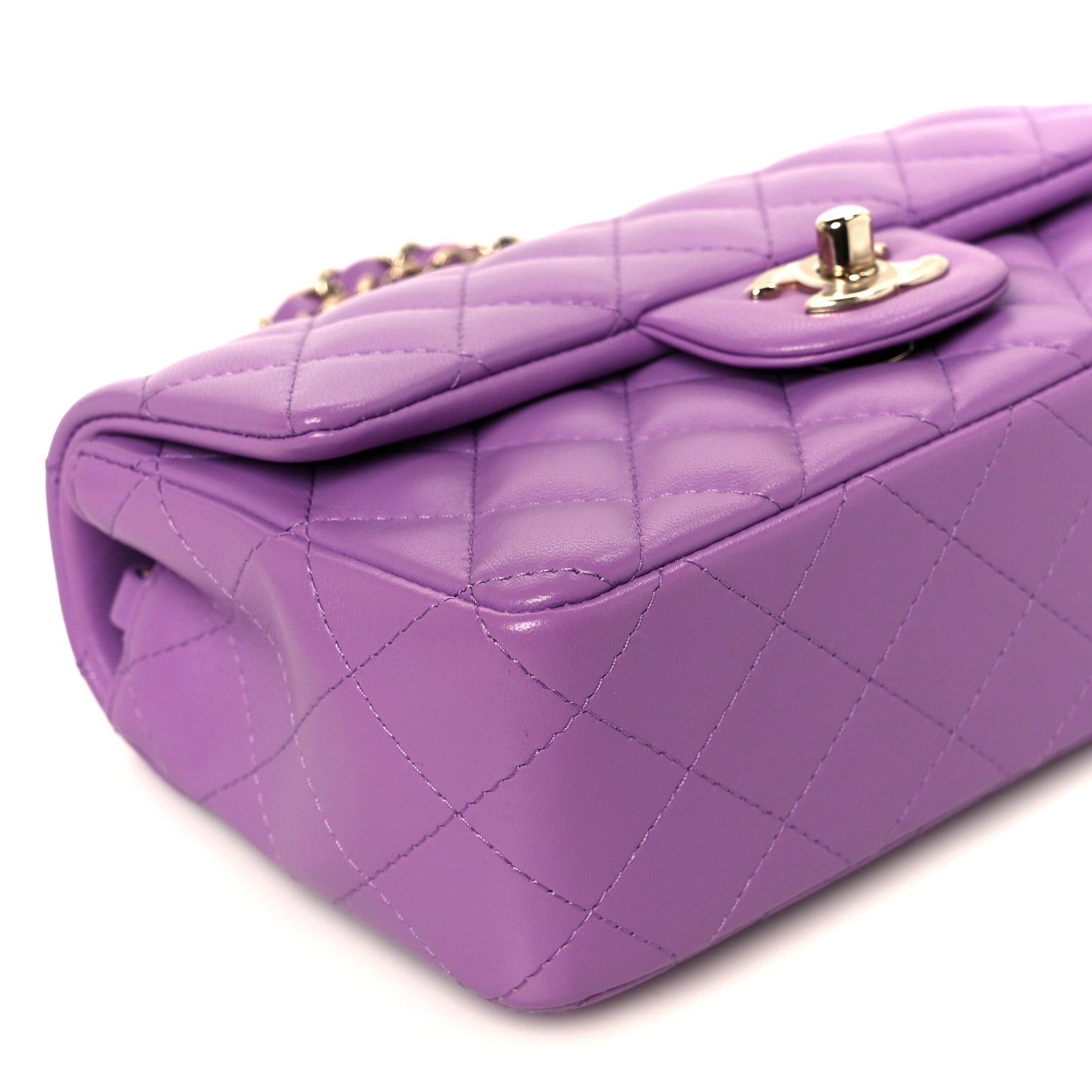 Chanel Lambskin Quilted Mini Rectangular Flap Purple 10 of 12