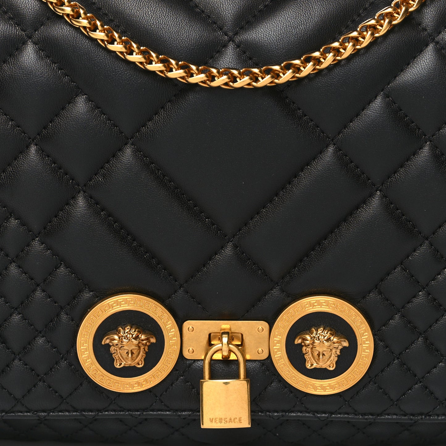 Nappa Quilted Icon Shoulder Bag Black