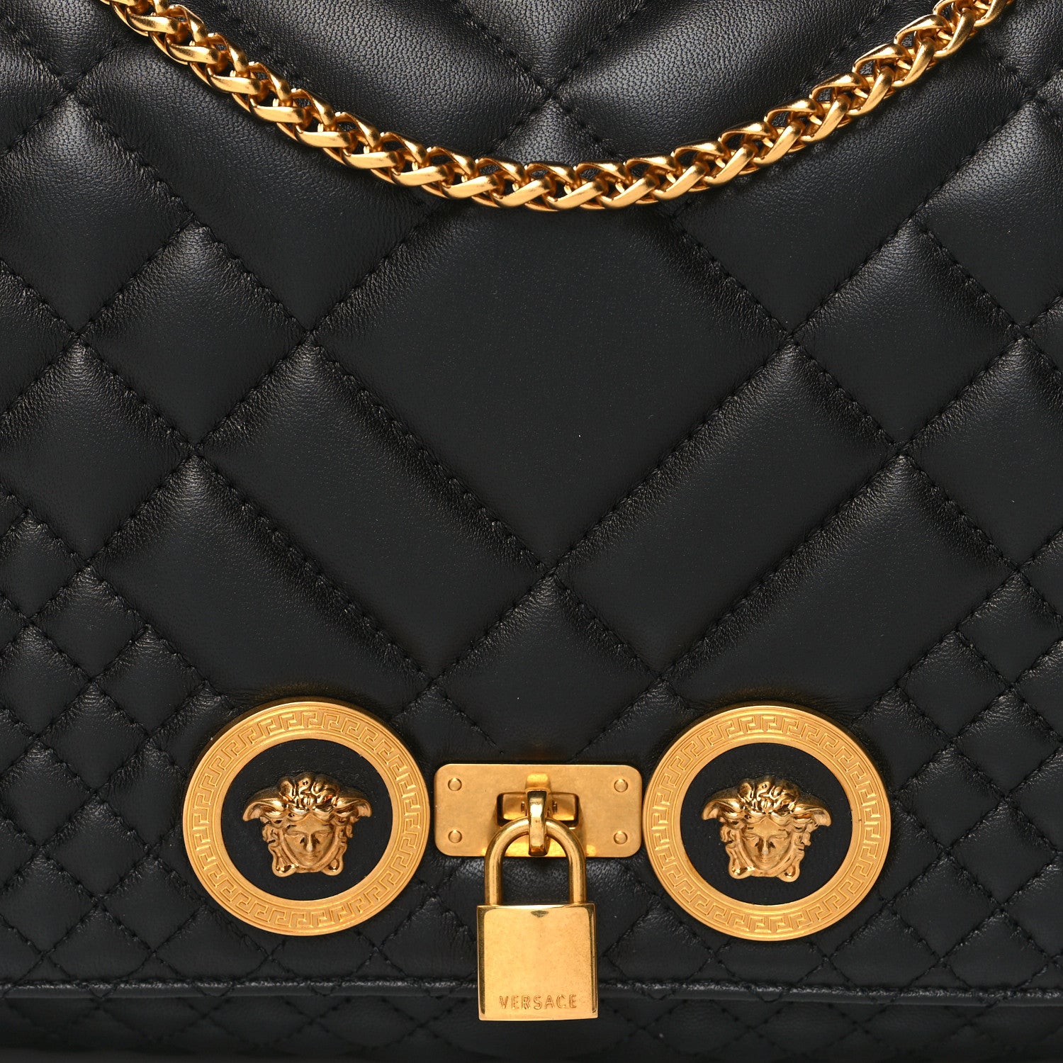Versace Nappa Quilted Icon Shoulder Bag Black 6 of 9