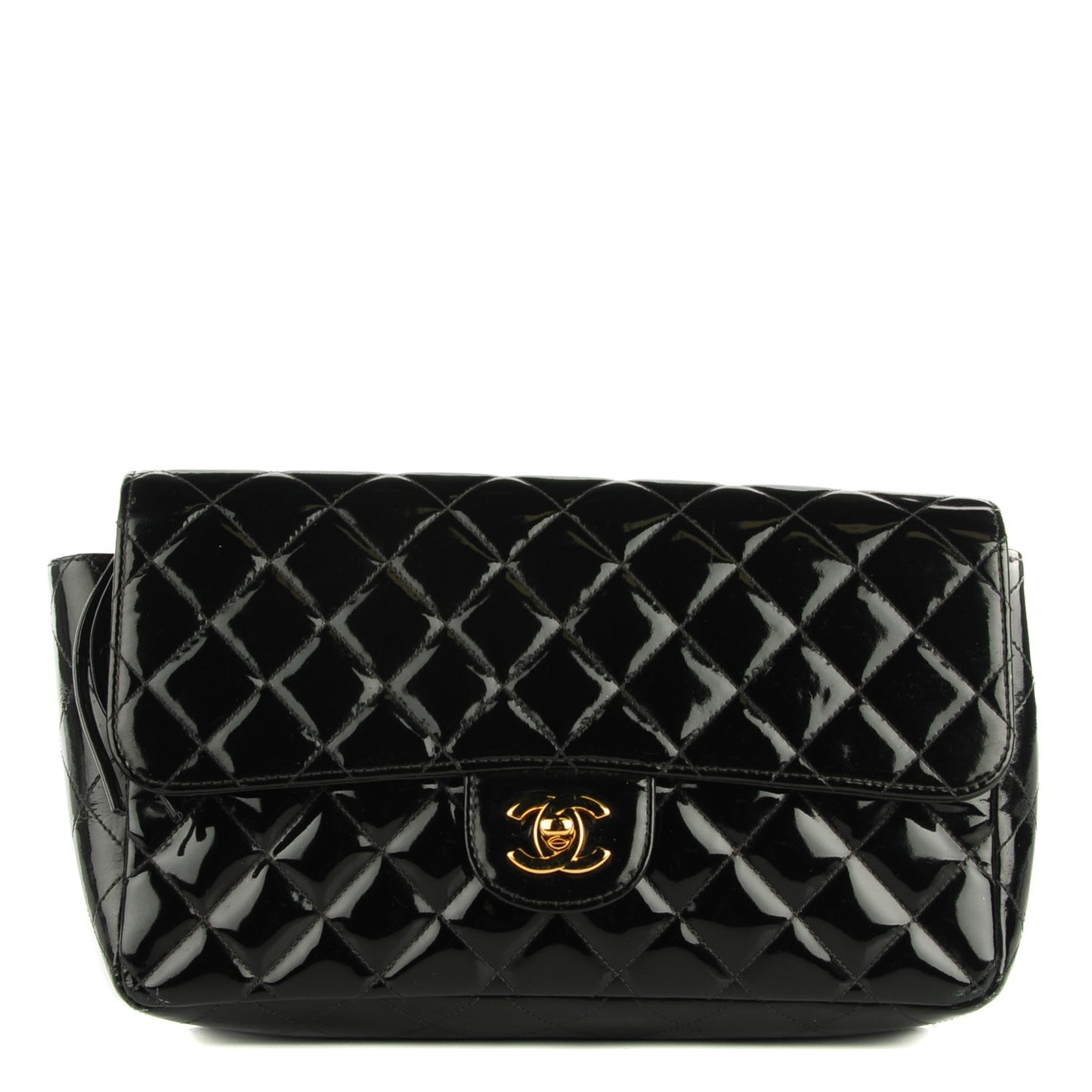 Patent Quilted Flap Backpack Black