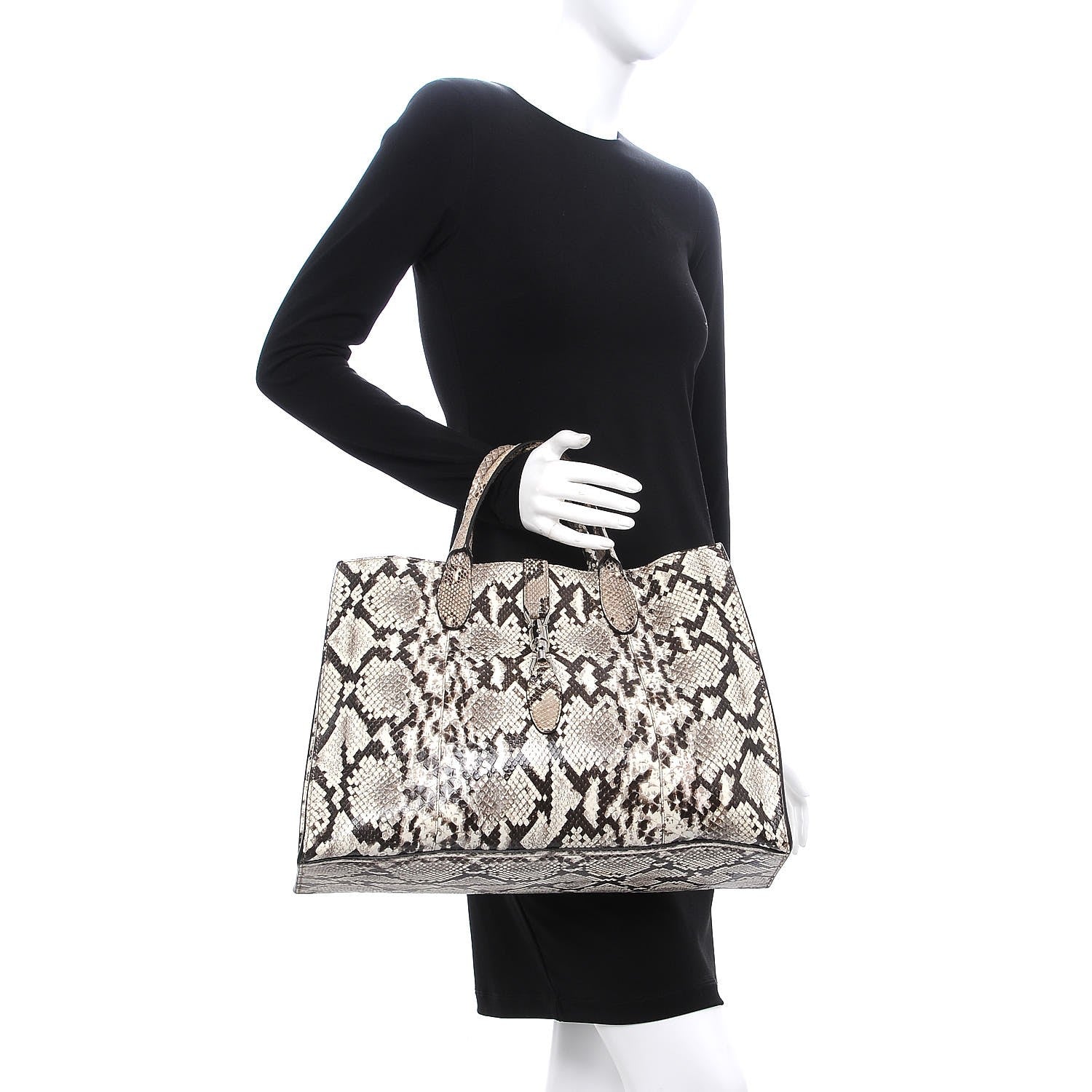 Gucci Python Medium Jackie Top Handle Bag Roccia 2 of 7