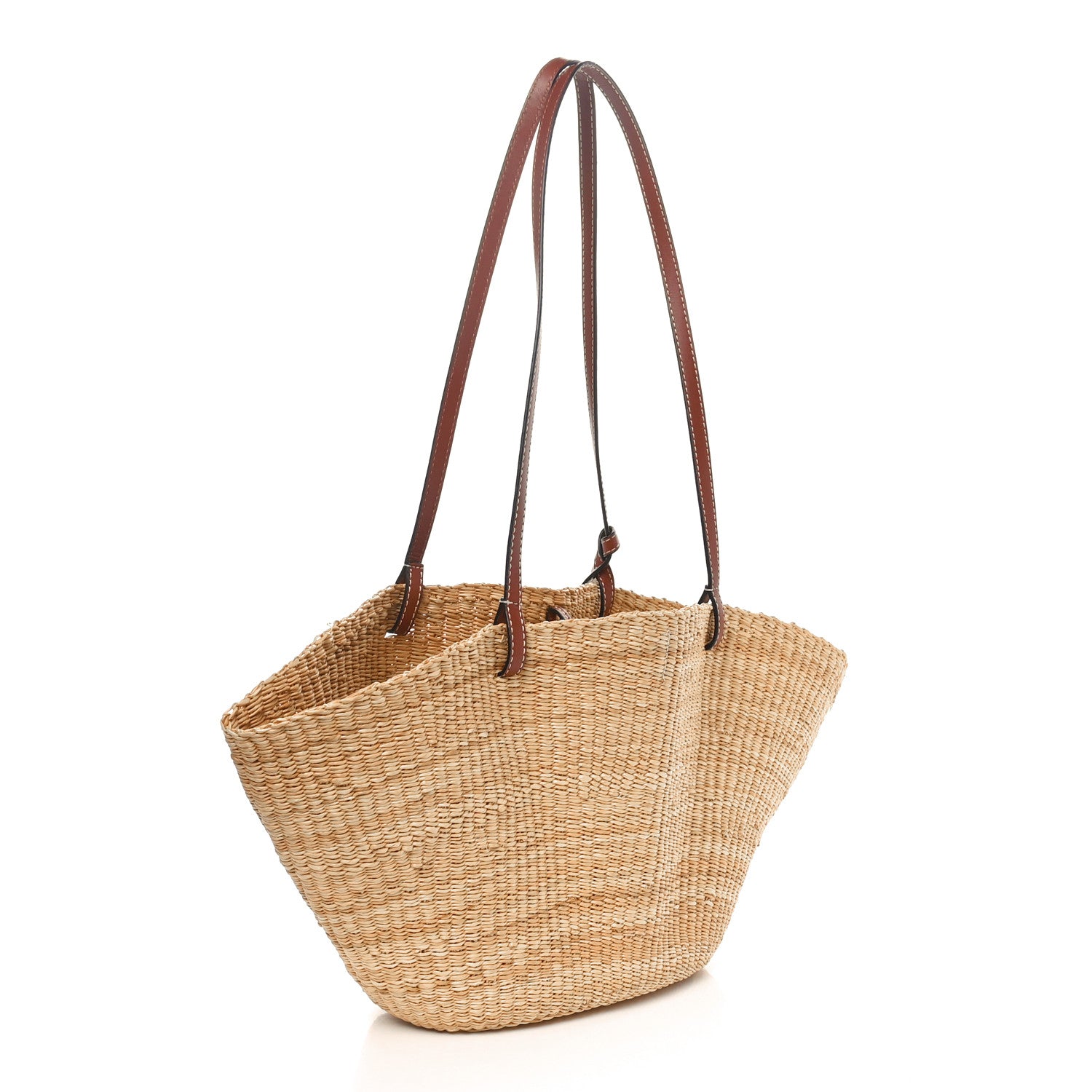 Loewe Calfskin Raffia Paulas Ibiza Small Shell Basket Tote Bag Natural Tan 2 of 10