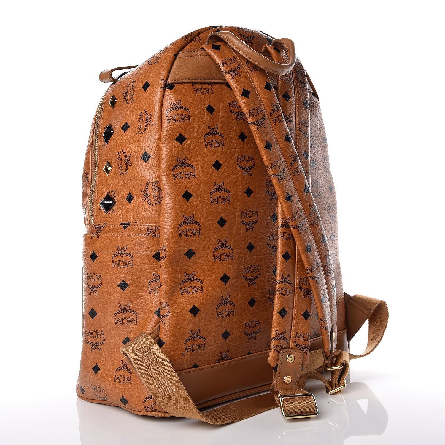 MCM Visetos Studded Medium Stark M Backpack Cognac 3 of 17