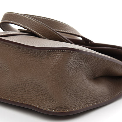 Hermes Taurillon Clemence Halzan 31 GM Etoupe 11 of 11