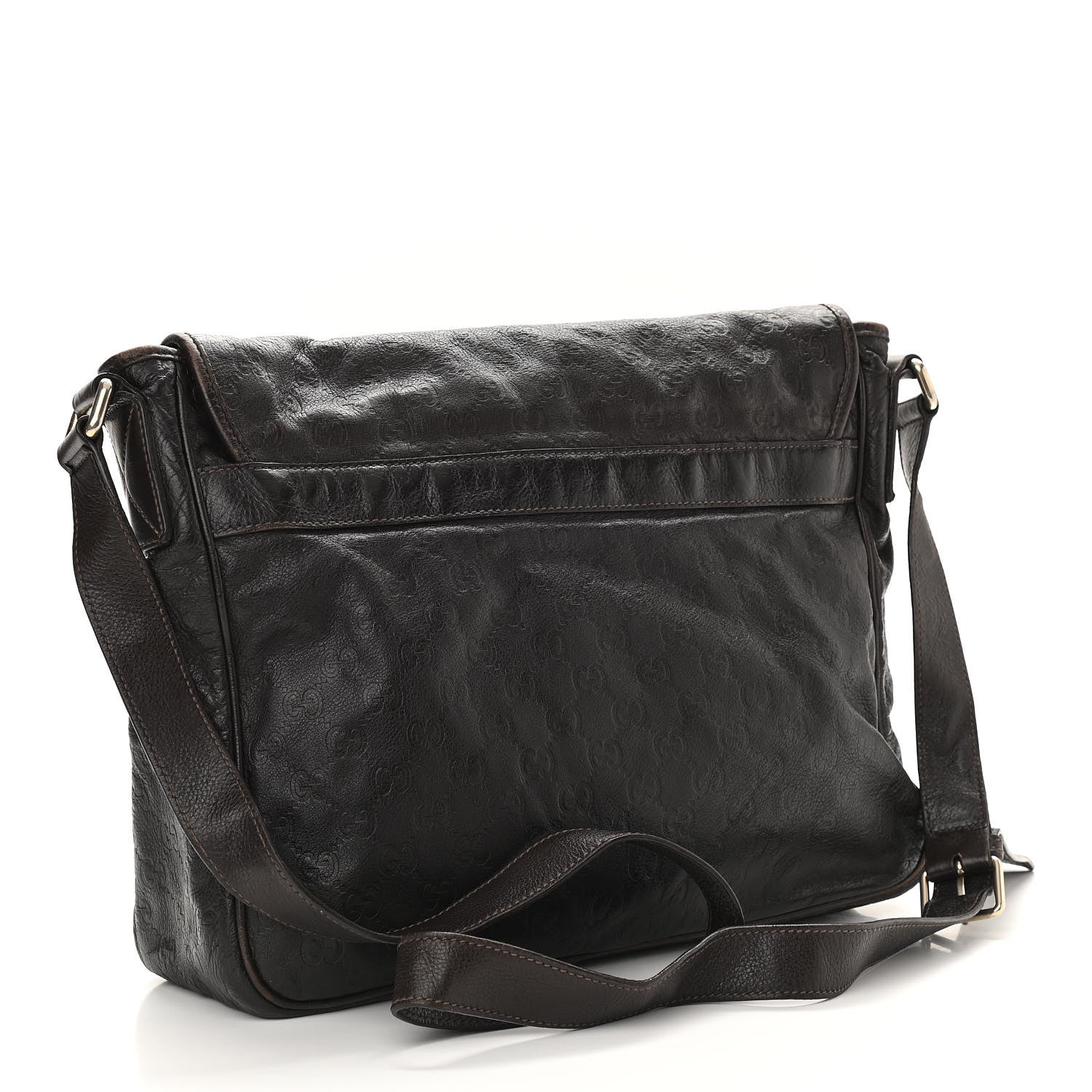Gucci Guccissima Medium Flap Messenger Bag Chocolate 3 of 11