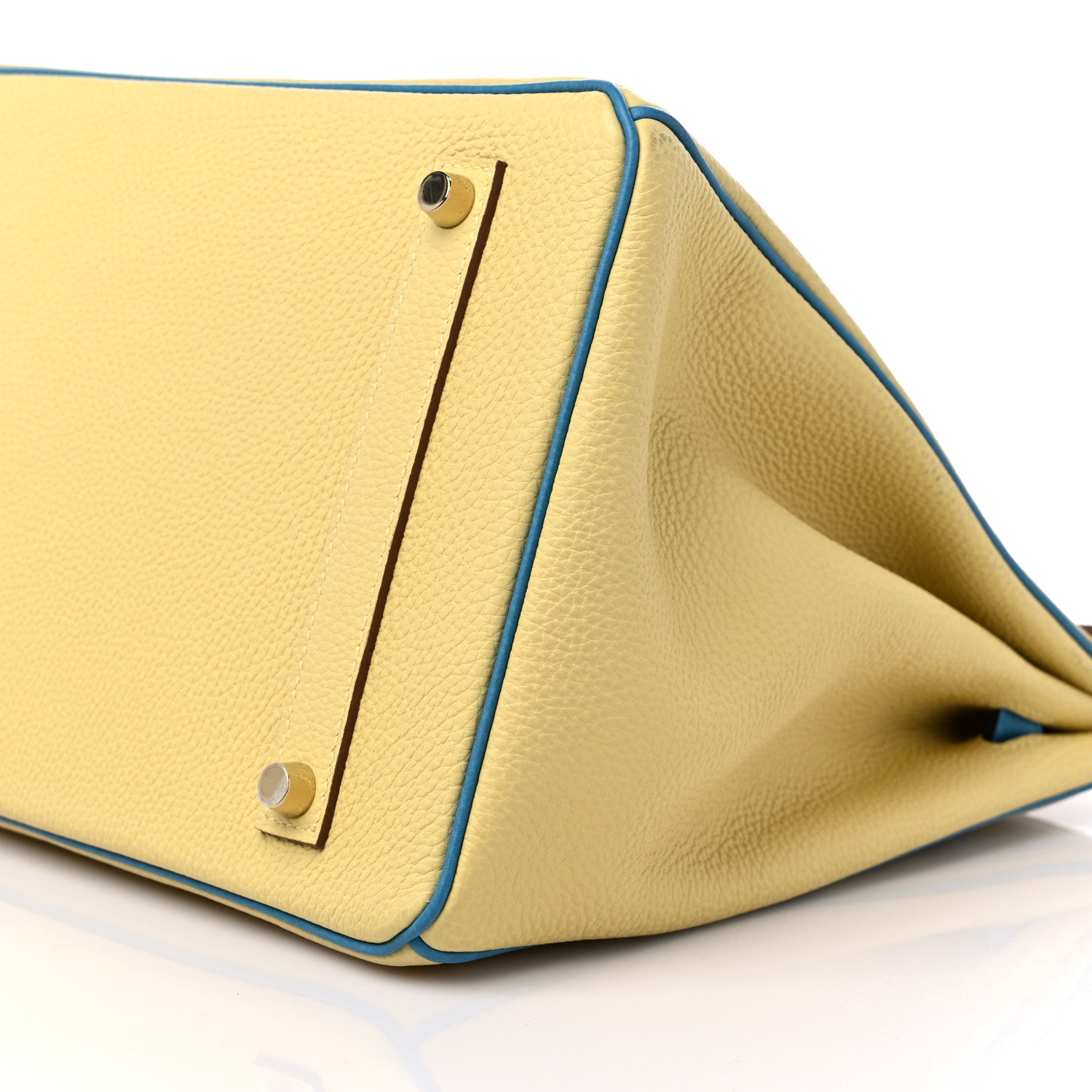 Hermes Togo Horseshoe Birkin 35 Jaune Poussin Bleu Izmir 9 of 11