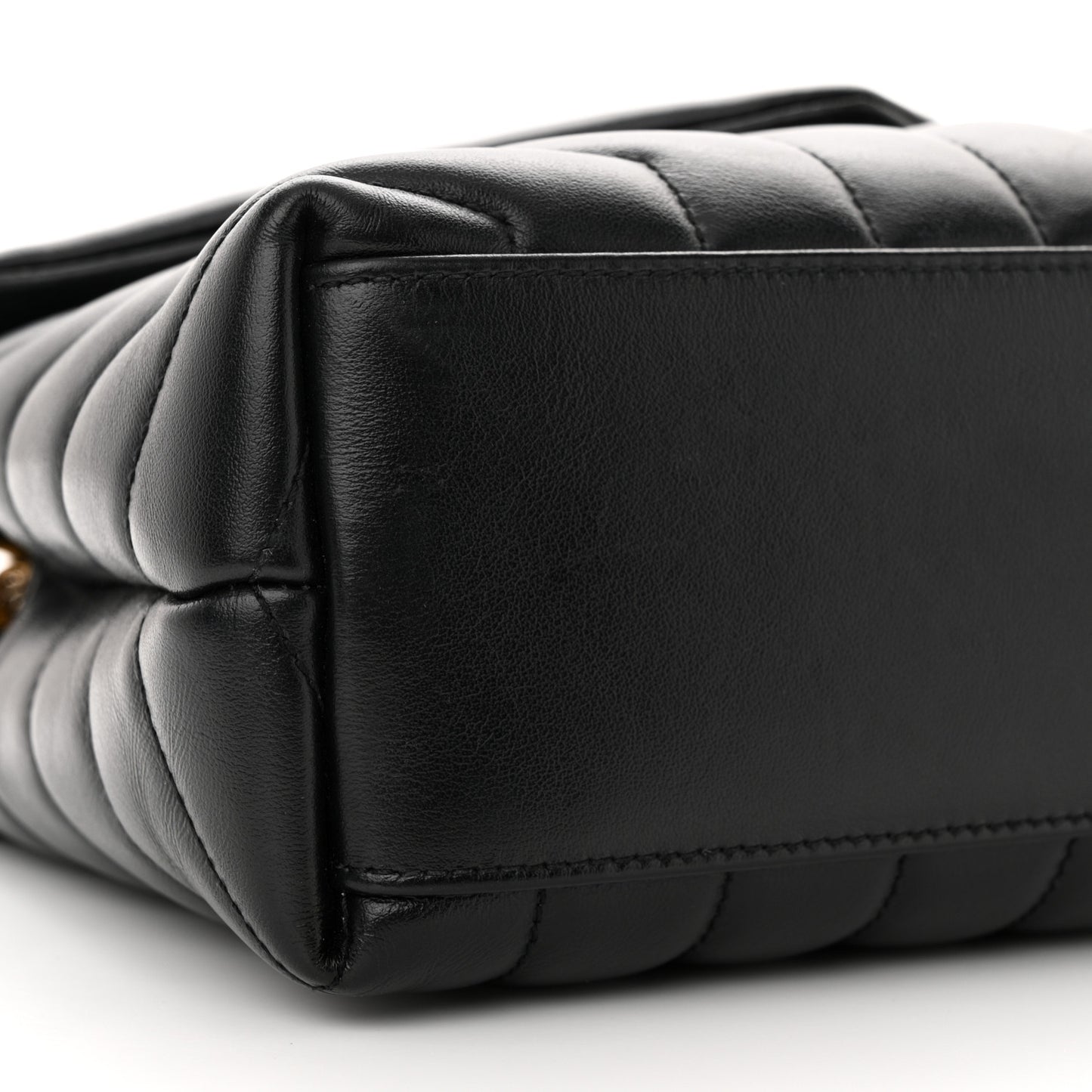 Calfskin Y Quilted Monogram Small Loulou Chain Satchel Black