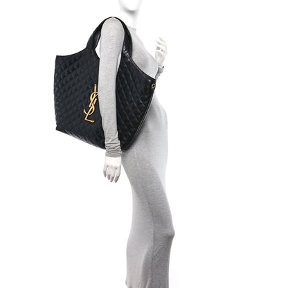 Saint Laurent Lambskin Quilted Maxi Icare Shopping Tote Black 2 of 12