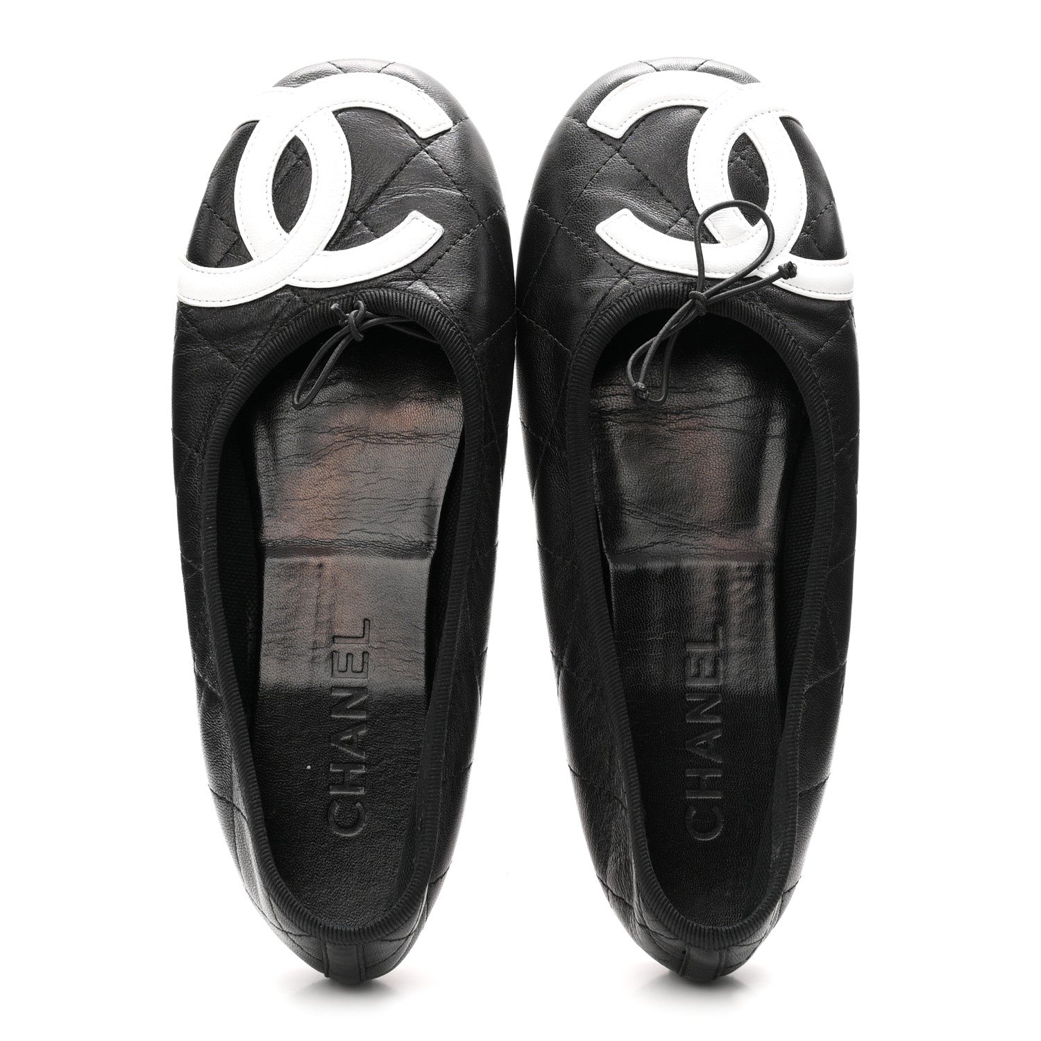 Chanel Lambskin Quilted Cambon Ballerina Flats 37 Black 2 of 8