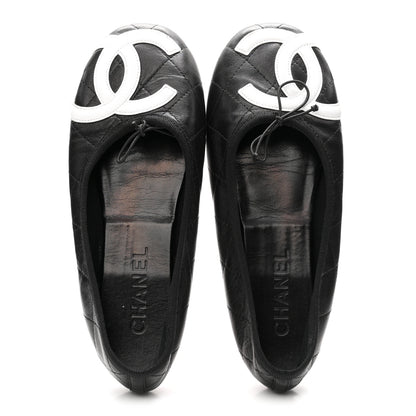 Chanel Lambskin Quilted Cambon Ballerina Flats 37 Black 2 of 8