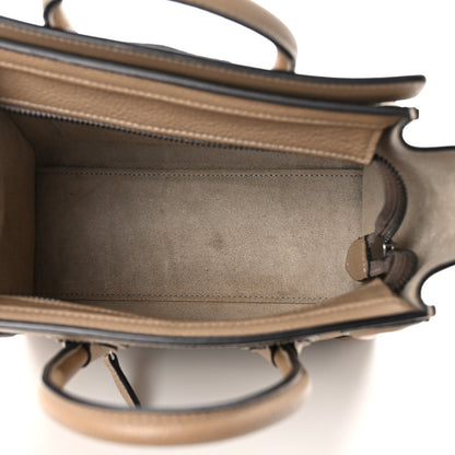 Celine Drummed Calfskin Nano Luggage Dune 5 of 13