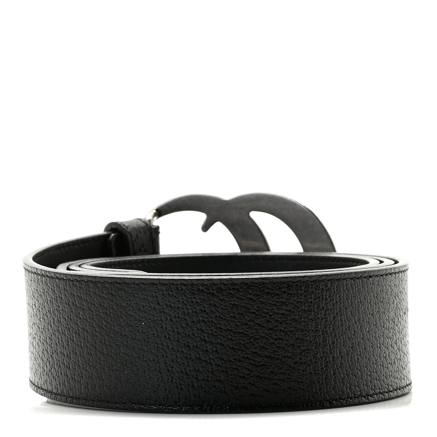 Textured Dollar Calfskin Nickel Double G 40mm Belt 85 34 Black
