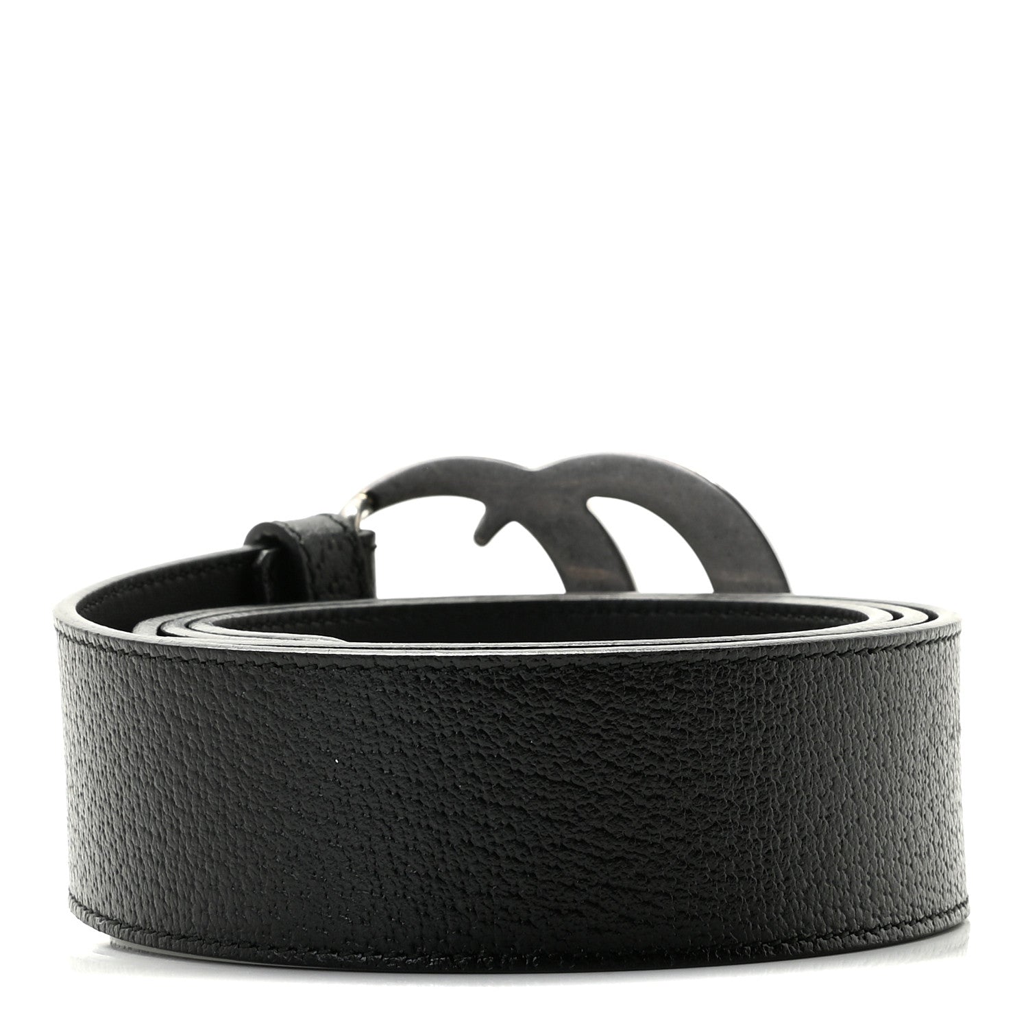 Gucci Textured Dollar Calfskin Nickel Double G 40mm Belt 85 34 Black 2 of 4
