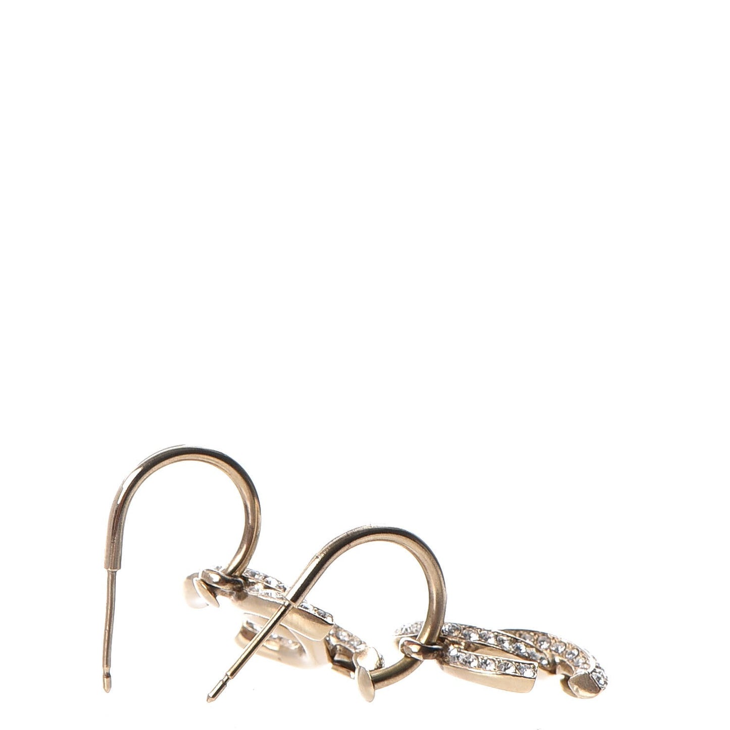 Crystal CC Dangle Earrings Gold