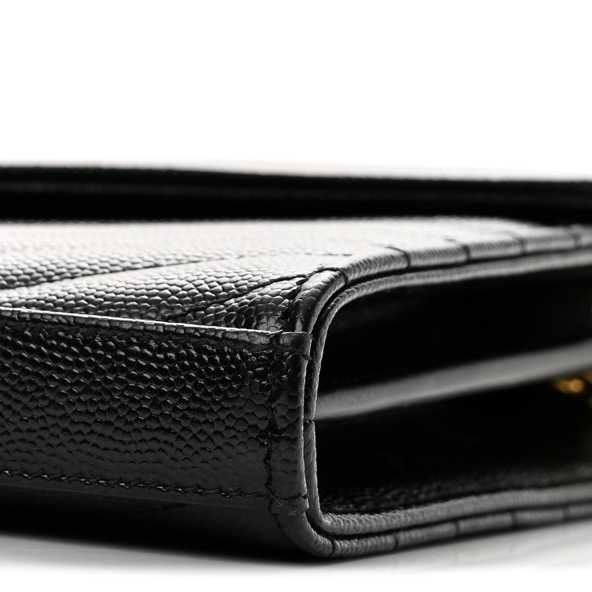 Saint Laurent Grain De Poudre Matelasse Chevron Monogram Envelope Chain Wallet Black 10 of 12