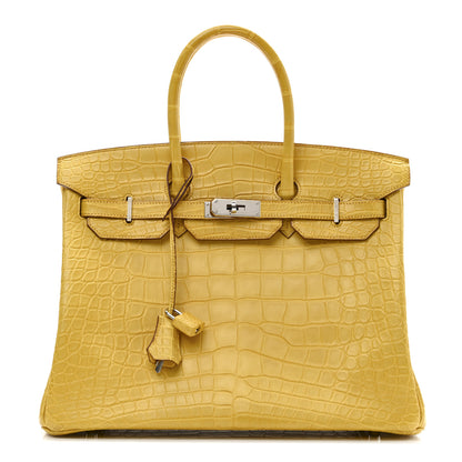 Hermes Matte Alligator Birkin 35 Jaune Ambre 1 of 10