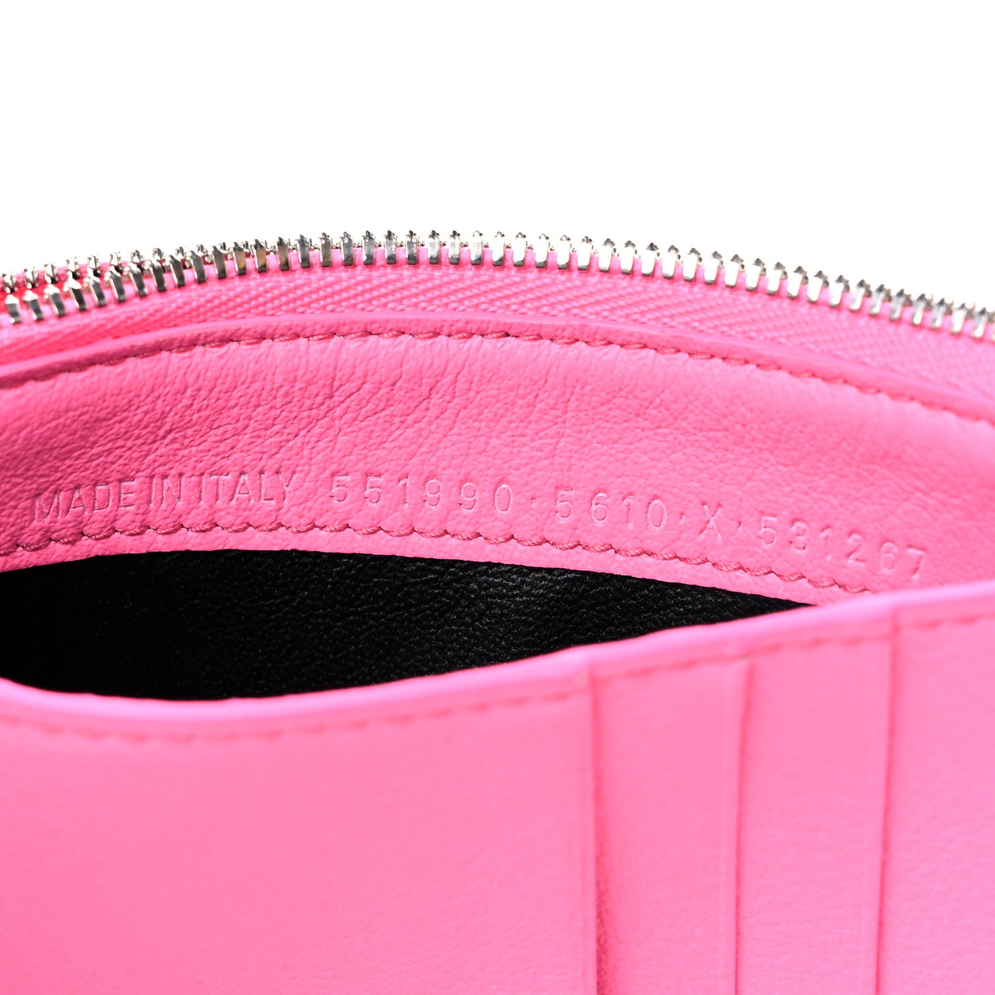 Calfskin Logo Everyday Long Coin Case Card Holder Acid Pink Black