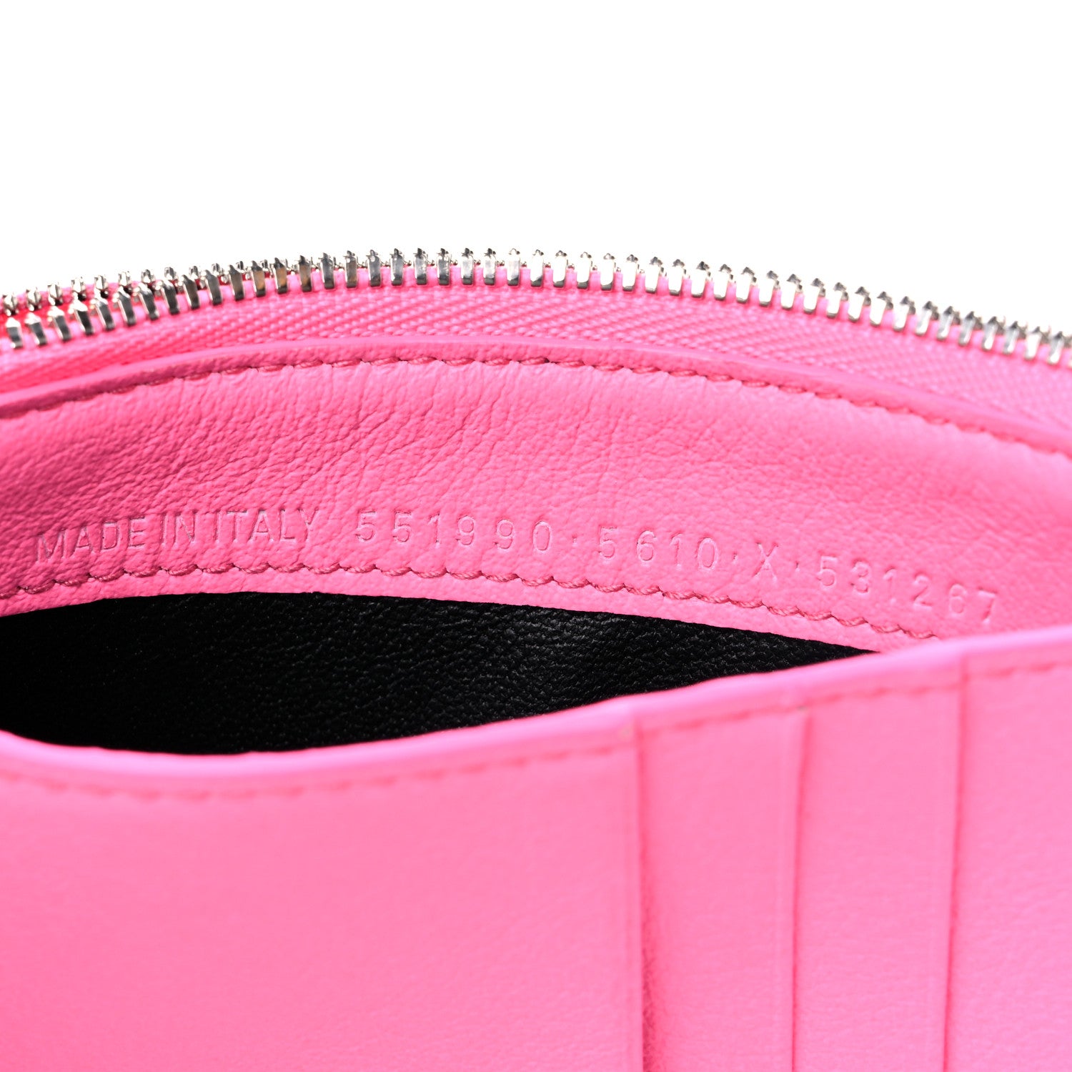 Balenciaga Calfskin Logo Everyday Long Coin Case Card Holder Acid Pink Black 6 of 7